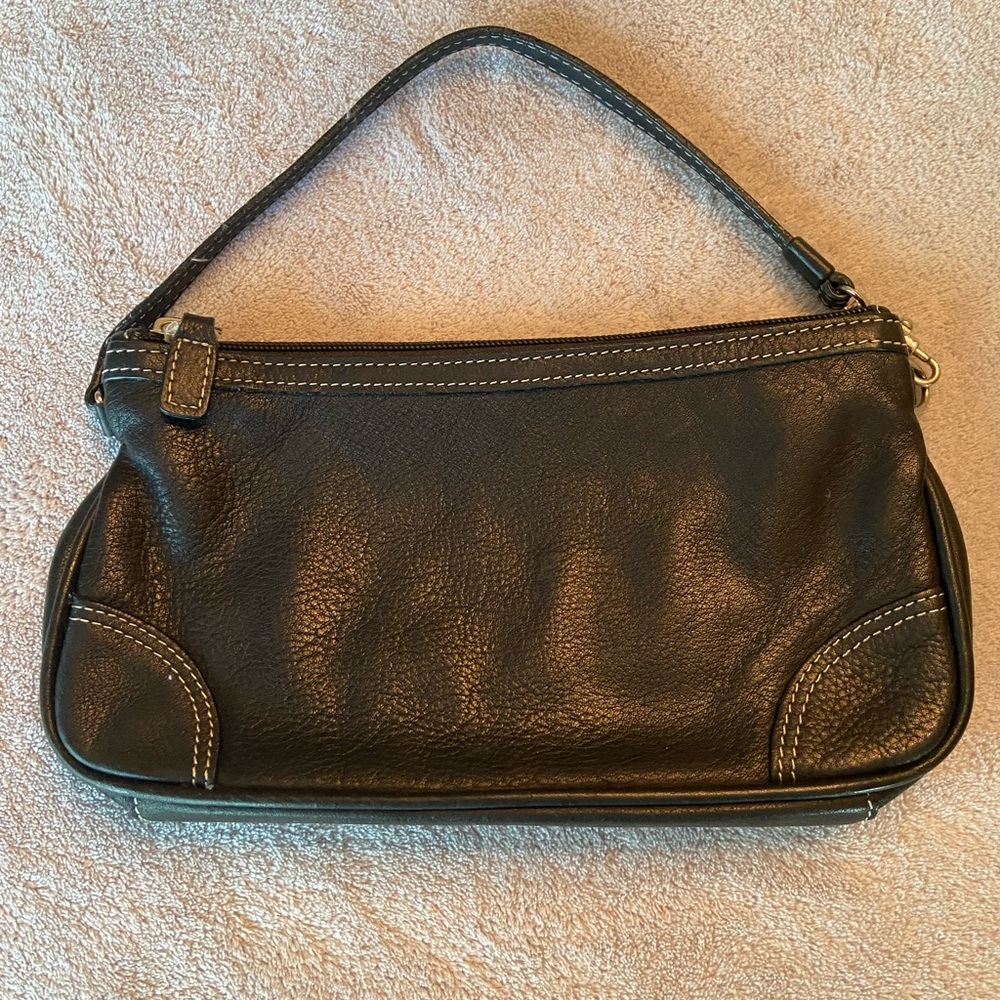 Classic Black Leather Wristlet